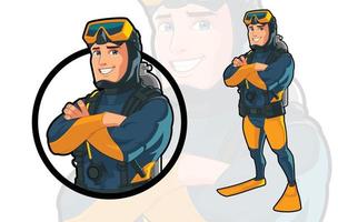 Smiling Scuba Diver vector