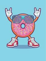 Donut Mascot Design Wearing Shades and Shoes vector