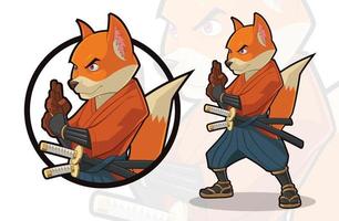 Samurai Fox Action vector