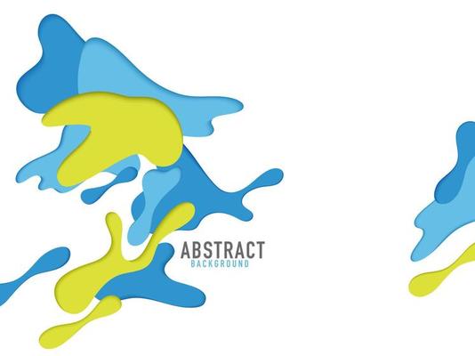 Different colour texture Abstract shapes on white background in paper cut style.