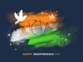 Abstract tricolor background poster or wallpaper design for Happy Independence Day with silhouette of famous monument. vector