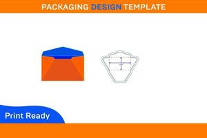 sobre de embalaje regular plantilla de línea de troquel de 2,125 x 3,625 pulgadas y diseño de caja de sobre 3d y caja 3d vector