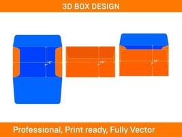 diseño de sobre de folleto de papel plantilla de dieline de 7x10 pulgadas y sobre 3d caja 3d vector