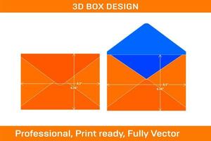 Plantilla de línea de sobre con solapa en punta de 6,25 x 8,5 pulgadas y sobre 3d redimensionable vector