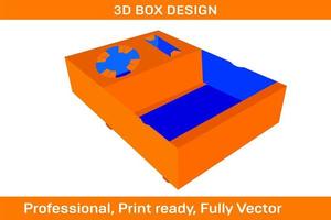 Custom box with window dieline template and 3D box design 3D box vector