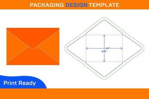 6.25x8.5 inch Pointed flap envelope dieline template and 3D envelope resizable vector