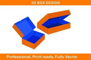 6 corner box dieline and packaging design template and 3D vector file 3D box