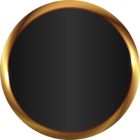 Simple 3D black glossy buttons and gold shape board or frame png