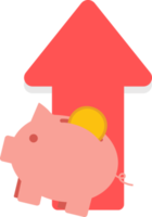 Piggy bank with coin money. dollar coin png