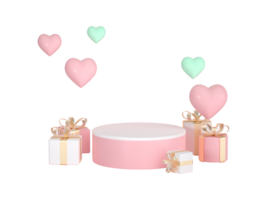 3D rendering cartoon love gift box and Valentine's Day elements png