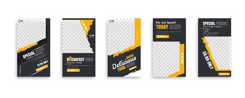 Set of food post story. social media banner template design. Creative design, easy Use for promotions you product. story food for your restaurant promotion vector