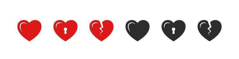 corazones de diferentes formas. símbolos del amor. corazones de emoticonos. Imágenes de vectores