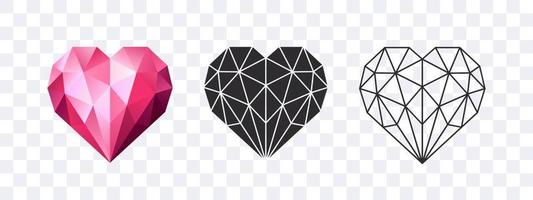 corazones en estilo polivinílico bajo. símbolos del amor. corazones de emoticonos. ilustración vectorial vector