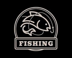 Fish Hook Fishing Catch Bait Fisherman Line Art Minimalist Vintage Stamp Seal Vector Logo Design