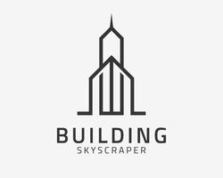 Skyscraper Building Office Skyline Architecture Luxury Line Art Minimalist Vector Logo Design