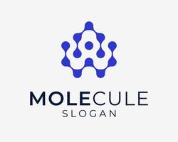 letra wa aw iniciales molécula estructura molecular conexión tecnología punteada vector diseño de logotipo