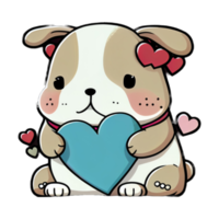 bonito bulldog kawaii com um coração png