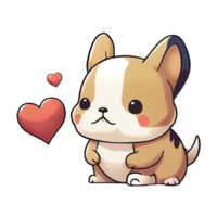 Cute Bulldog kawaii with a heart png