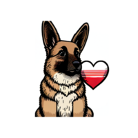 Cute German Shepherd kawaii with a heart png