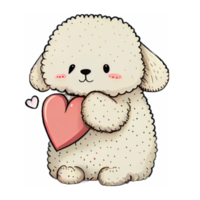 lindo poodle kawaii com um coração png