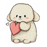 lindo caniche kawaii con un corazón png