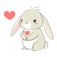 mignon lapin kawaii avec un coeur png