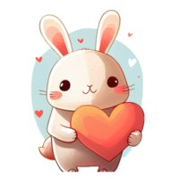 mignon lapin kawaii avec un coeur png