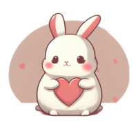 lindo conejo kawaii con un corazón png