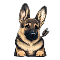 Cute German Shepherd kawaii with a heart png