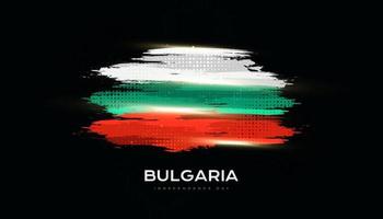 bandera de bulgaria con estilo pincel, efecto grunge y luz dorada vector