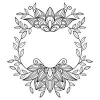 Lotus flower frame hand drawn for adult coloring book vector