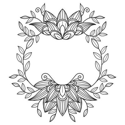 Lotus flower frame hand drawn for adult coloring book