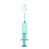 Syringe with splash drops, injection. Illustration for printing, backgrounds, covers and packaging. Image can be used for posters, stickers and textile. Isolated on white background. vector