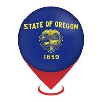 Map pointer with flag Oregon state. Vector illustration.