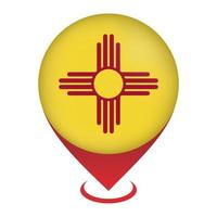 Map pointer with flag New Mexico state. Vector illustration.