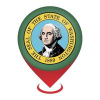 Map pointer with flag Washington state. Vector illustration.