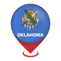 Map pointer with flag Oklahoma state. Vector illustration.