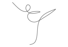 One line of ballerina isolated on white background. vector