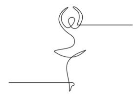 One line of ballerina isolated on white background. vector