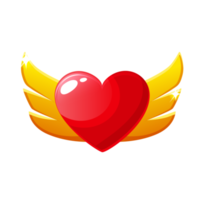 Award heart icon with wings, game app badge icon png