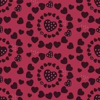 Seamless pattern with hearts arranged in a circle on a pink background in a love theme. Monochrome color. Vector illustration in the style of minimalism.
