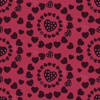 Seamless pattern with hearts arranged in a circle on a pink background in a love theme. Monochrome color. Vector illustration in the style of minimalism.