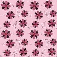 Seamless pattern with abstract flowers, shapes and dots on a pink background in a love theme. Monochrome color. Vector illustration in the style of minimalism.