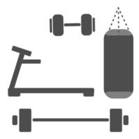 sports equipment. gym equipment. treadmill. barbel. dumbbell. punching bag vector