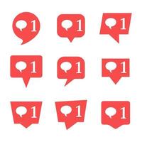 conjunto de nueve notificaciones en las redes sociales con comentario. ilustración vectorial vector