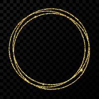 Gold circle frame. Modern shiny frame with light effects isolated vector