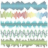 Vector set of sound waves. Audio equalizer. Sound and audio waves isolated on white background.