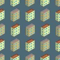 Isometric building seamless pattern. Urban architecture concept background. City buildings in isometric style. Vector illustration.