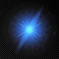 Light effect of lens flares. Blue glowing lights starburst effects with sparkles vector