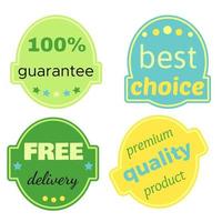 Set of Vector Badges with Ribbons. Web stickers and labels. Isolated vector illustration.